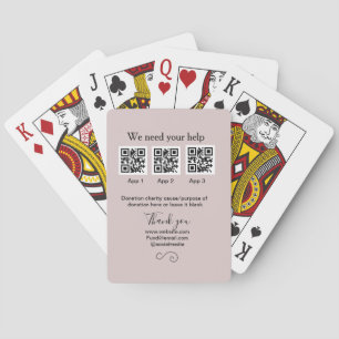 Donation Collection tip jar add your q r name caus Poker Cards