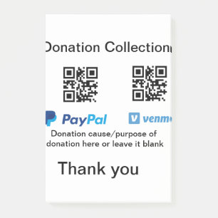 Donation Collection tip jar add your q r name caus Post-it Notes
