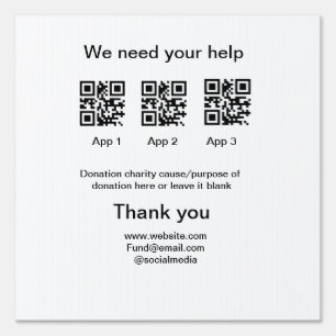 Donation Collection tip jar add your q r name caus Sign