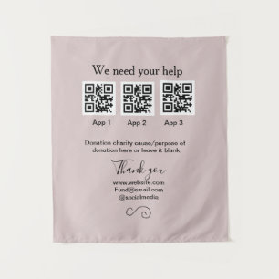 Donation Collection tip jar add your q r name caus Tapestry