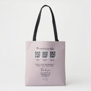 Donation Collection tip jar add your q r name caus Tote Bag