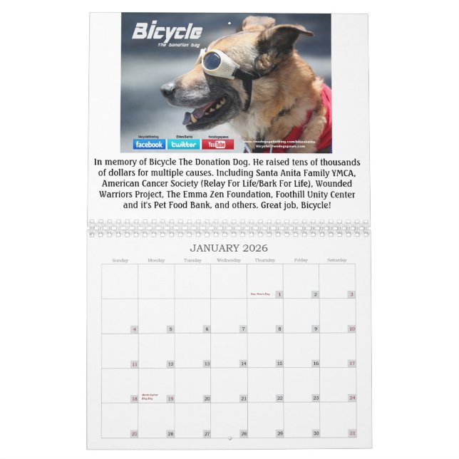 Donation Dogs Calendar 2013 (in memory of Bicycle) (Jan 2026)