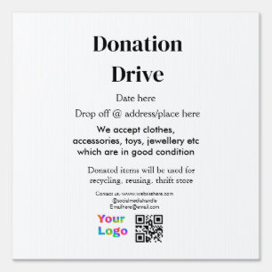 Donation drive add address date business name logo sign
