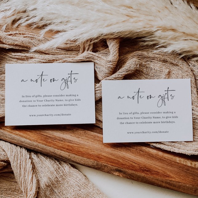 Donation In Lieu of Gifts Enclosure Card
