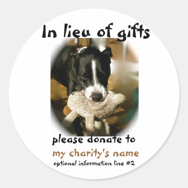 Donations in Lieu of Gifts Classic Round Sticker (Front)