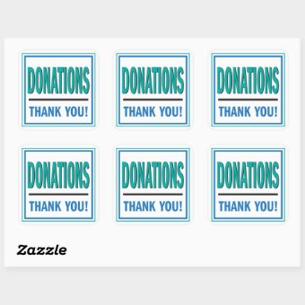 Donations jar teal and blue sticker | Zazzle