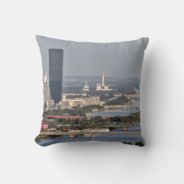 Donaucity, Vienna Austria Throw Pillow (Front)