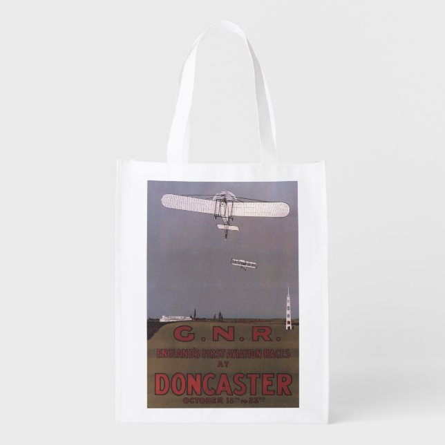 Doncaster, England - First Aviation Races Reusable Grocery Bag (Front)
