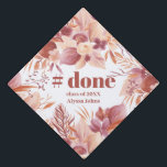 #done boho desert terracotta floral watercolor graduation cap topper<br><div class="desc">#done boho desert terracotta floral watercolor graduation cap topper with retro dried pressed flowers,  pampas grass in red,  terracotta ,  brown. Add your name and your class year  a modern script calligraphy graduate graduation cap</div>