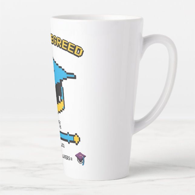Done & Degreed" – Retro Gamer Style Latte Mug (Right)