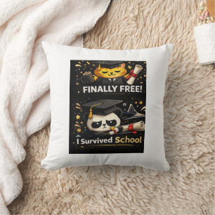 Done Finally Free Graduation Shirt Throw Pillow