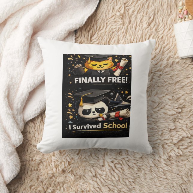 Done Finally Free Graduation Shirt Throw Pillow (Blanket)