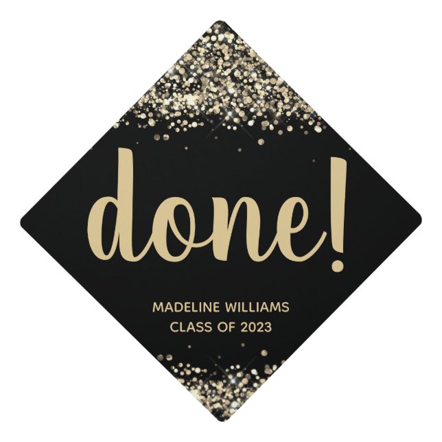 Done! Gold Glitter Graduation Cap (Front)