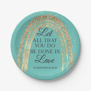 Done In Love Gold Rainbow  Paper Plates