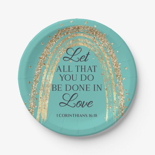 Done In Love Gold Rainbow  Paper Plates (Front)