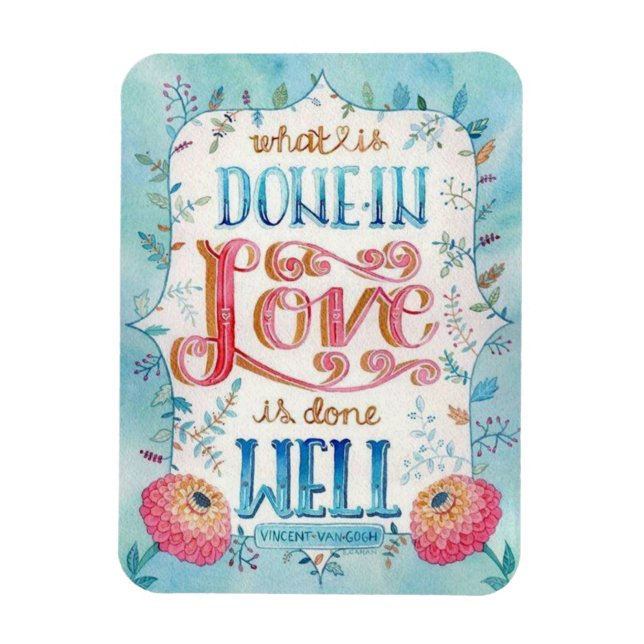 Done In Love Quote Boho Floral Magnet (Vertical)