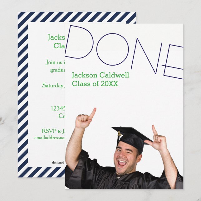 Done Photo Vertical - Graduation Party Invite (Front/Back)