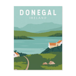 Donegal Ireland Retro Travel Art Vintage Postcard