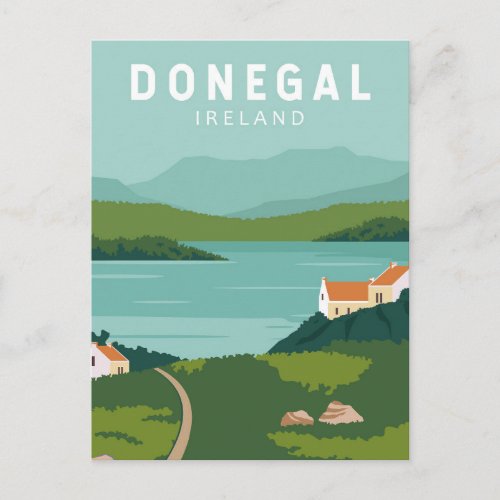 Donegal Ireland Retro Travel Art Vintage Postcard