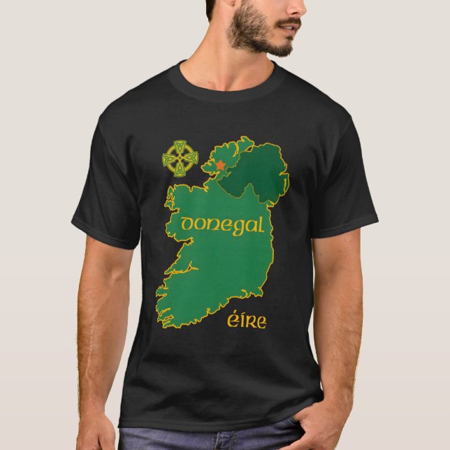 Donegal Ireland Vacation Travel Map Tourist Celtic T-Shirt (Front)