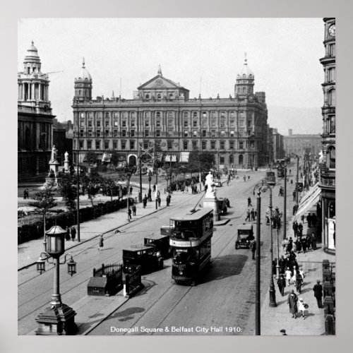 Donegall Square Belfast City Hall 1910 N Ireland Poster