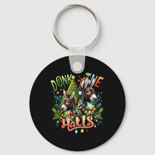Donk The Halls Christmas Donkeys Tangled In Christ Keychain
