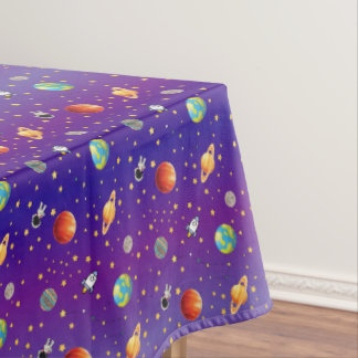 Donkerblauw Heelal Tafelkleed met Planeten&Sterren Tablecloth
