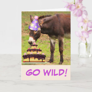Donkey And Birthday Cake Card