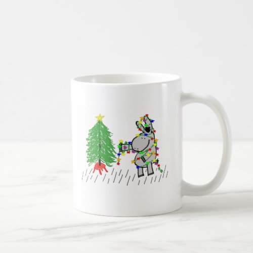 donkey and christmas lights coffee mug