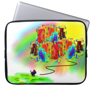 donkey and city in color laptop sleeve