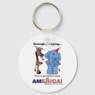 Donkey and Elephant Enough Partying! Keychain