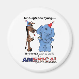 Donkey and Elephant Enough Partying! Magnet