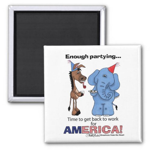 Donkey and Elephant Enough Partying Magnet
