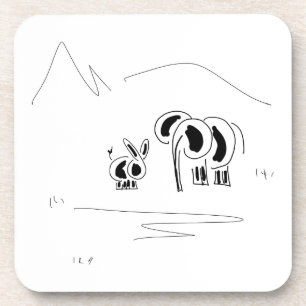 donkey and elephant in front of moutains drink coaster
