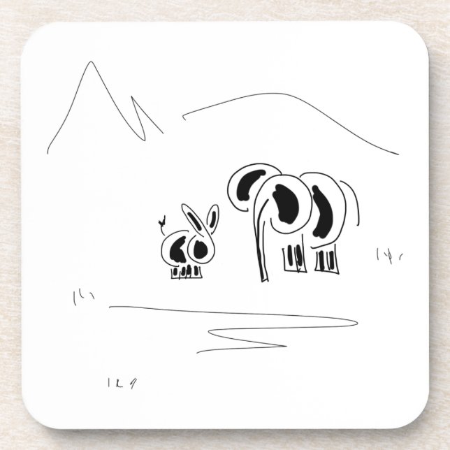 donkey and elephant in front of moutains drink coaster (Front)