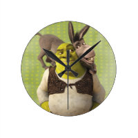 Donkey And Shrek Round Clock