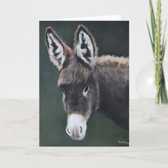 Donkey Animal Art Greeting Card (Front)