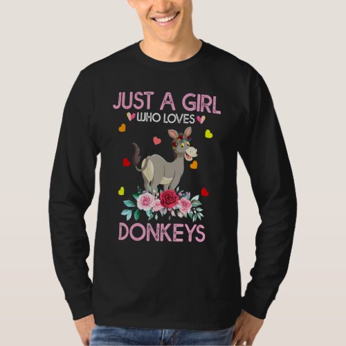 Donkey Animal   Just A Girl Who Loves Donkeys T_Shirt