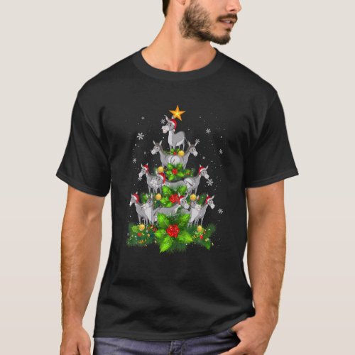 Donkey Animal Lover Xmas Gift Donkey Christmas Tre T_Shirt