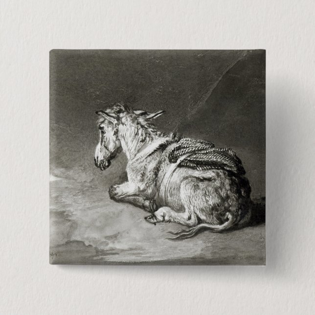 Donkey at Rest Pinback Button (Front)