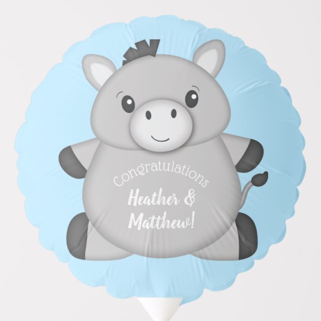 Donkey Baby Shower Blue Balloon (Front)