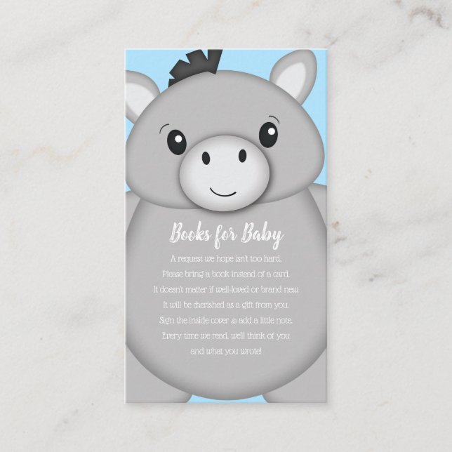 Donkey Baby Shower Blue Enclosure Card (Front)