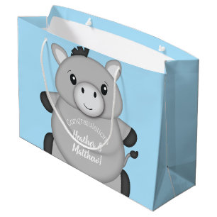 Donkey Baby Shower Blue Large Gift Bag