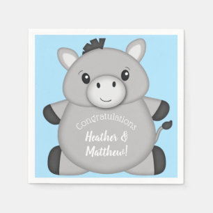 Donkey Baby Shower Blue Napkins