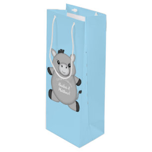 Donkey Baby Shower Blue Wine Gift Bag