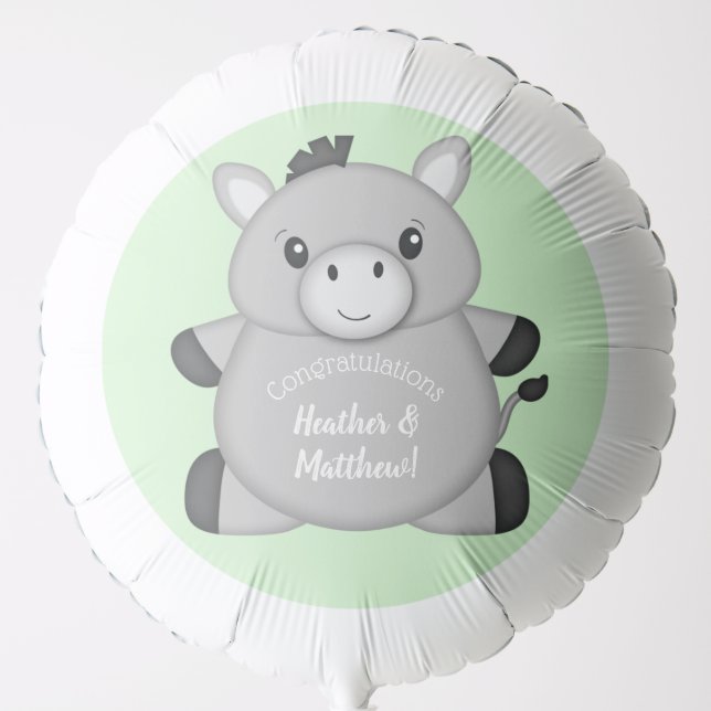 Donkey Baby Shower Green Balloon (Front)