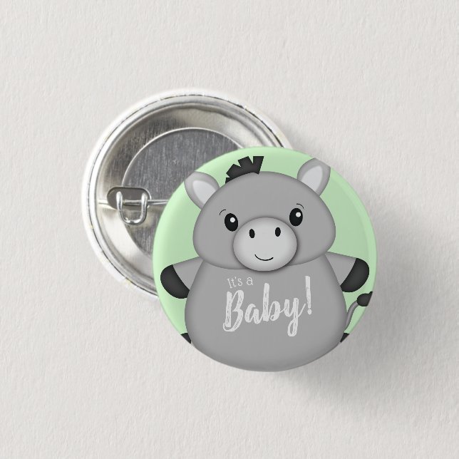Donkey Baby Shower Green Button (Front & Back)
