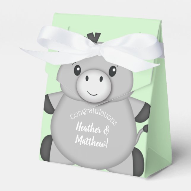Donkey Baby Shower Green Favor Boxes (Front Side)