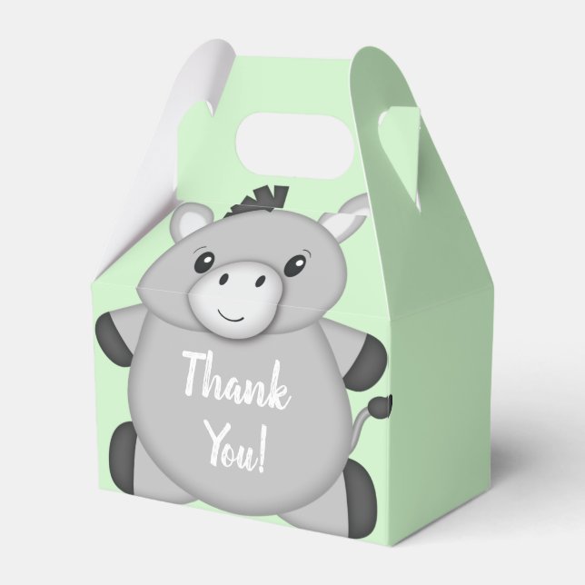 Donkey Baby Shower Green Favor Boxes (Front Side)