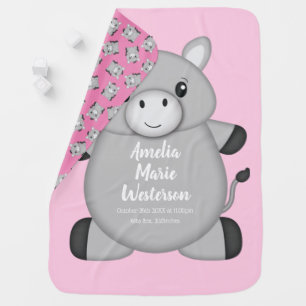 Donkey Baby Shower Pink Blanket